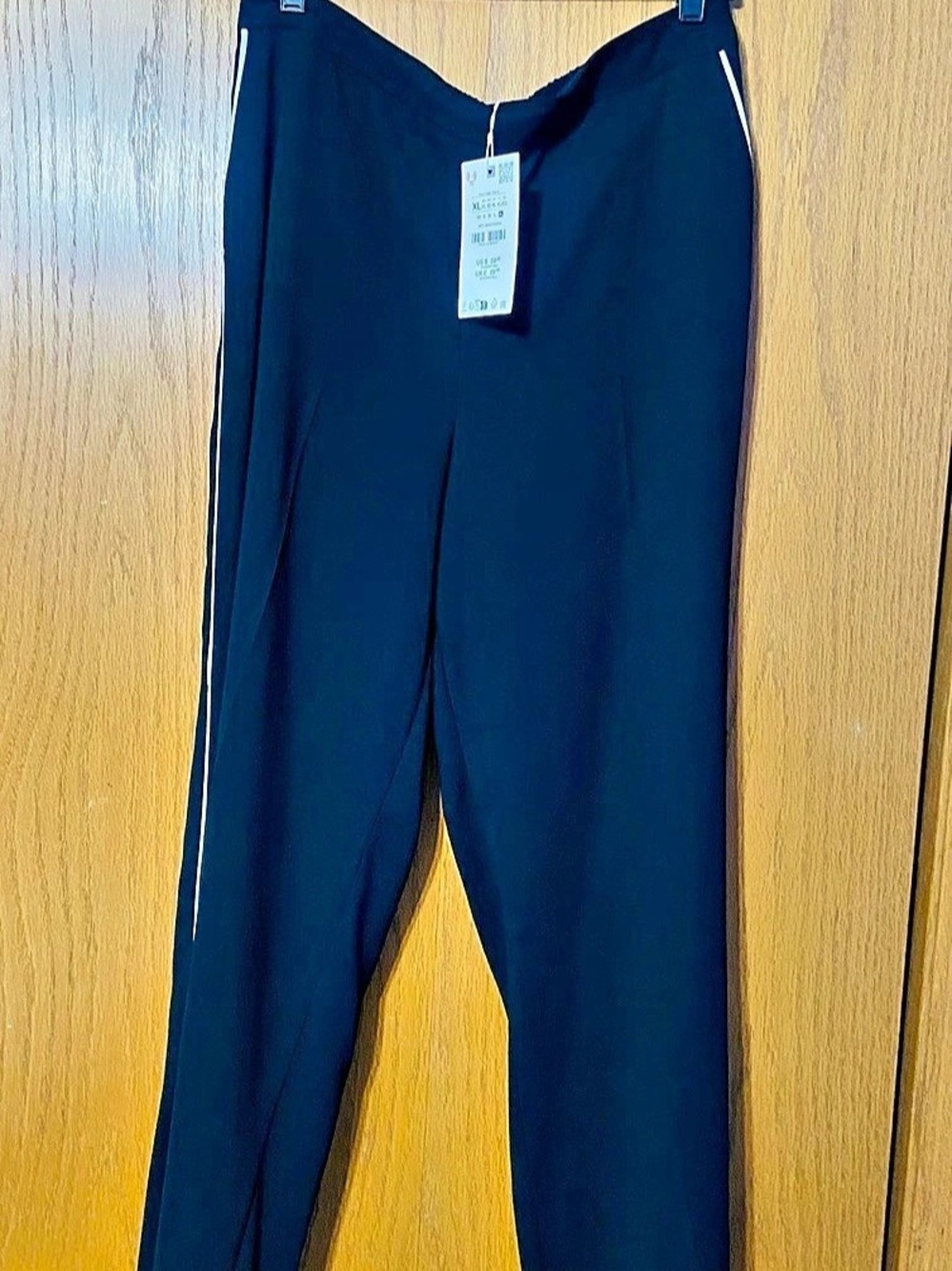 Zara Contrast Piped Trousers Track Pants Black XL